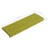 Tapis d'escalier 15 pcs 65x21x4 cm Vert