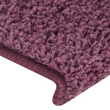 Tapis d'escalier 15 pcs 65x21x4 cm Violet foncé