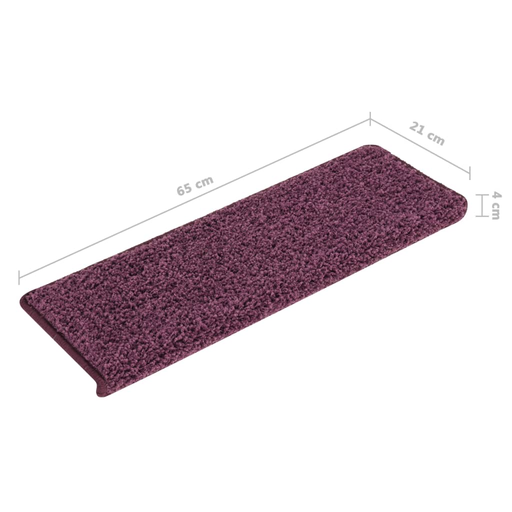 Tapis d'escalier 15 pcs 65x21x4 cm Violet foncé