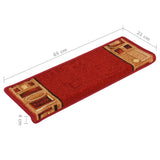 Tapis d'escalier autocollants 15 pcs 65x21x4 cm Rouge