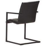 Chaises à manger cantilever lot de 4 noir cuir véritable