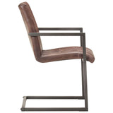 Chaises à manger cantilever lot de 4 marron cuir véritable