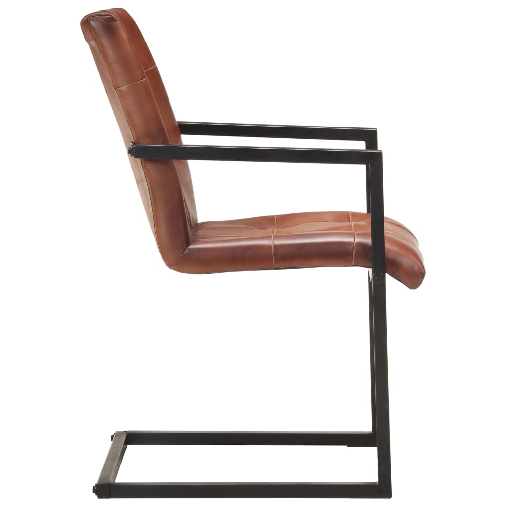 Chaises à manger cantilever lot de 6 marron cuir véritable