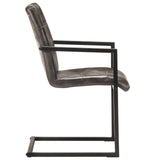 Chaises à manger cantilever lot de 6 gris cuir véritable