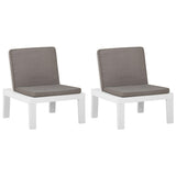 Chaises de salon de jardin et coussins lot de 2 Plastique Blanc