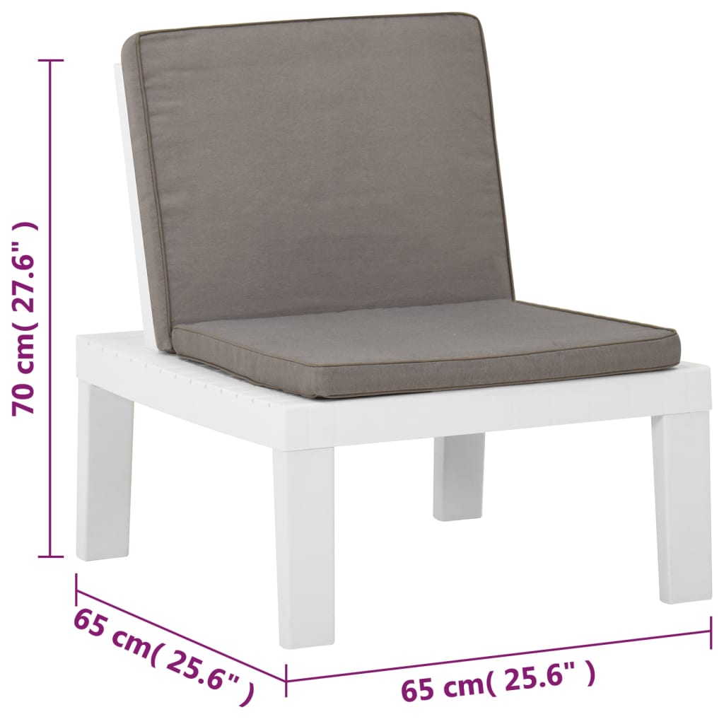 Chaises de salon de jardin et coussins lot de 2 Plastique Blanc