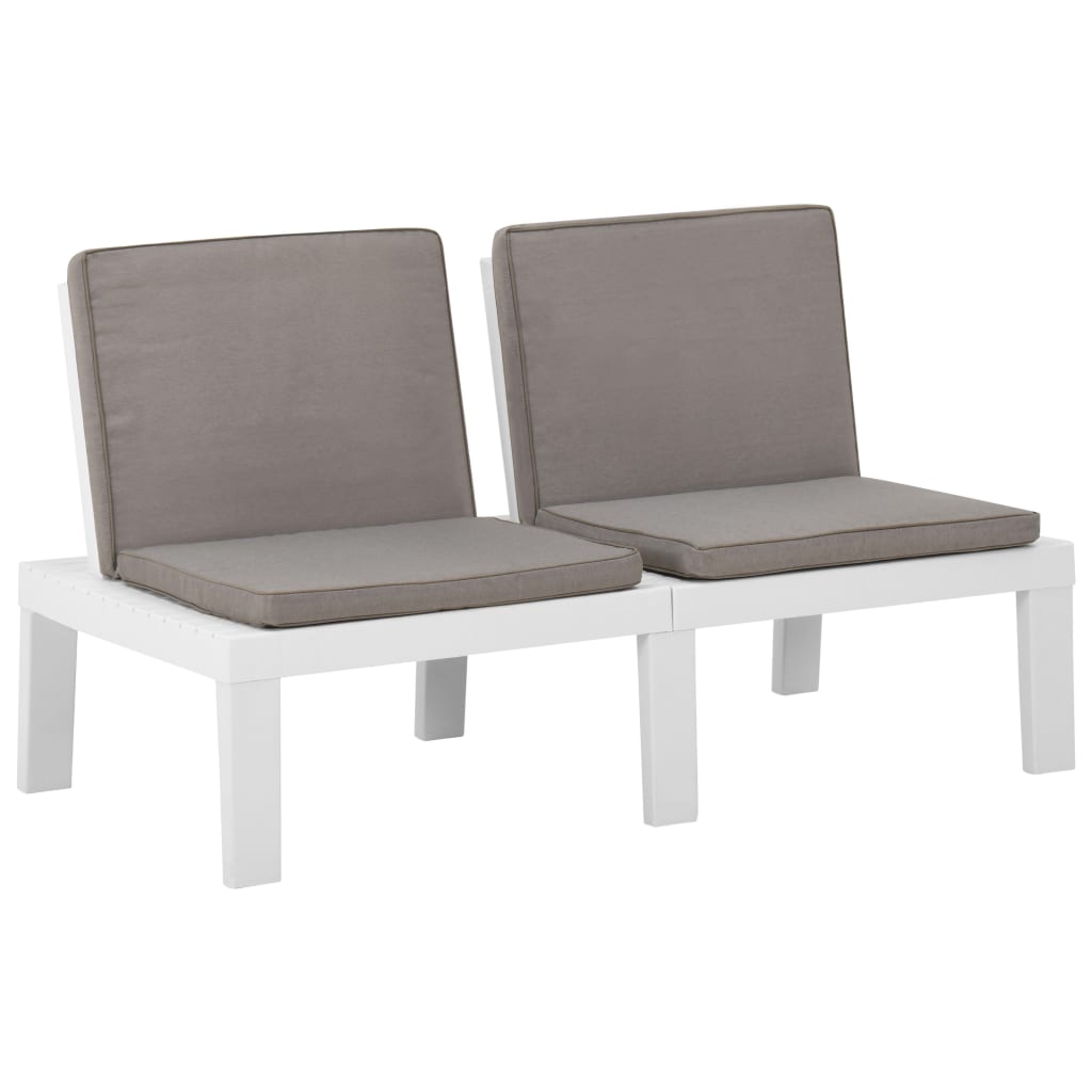 Bancs de salon de jardin avec coussins lot de 2 Plastique Blanc