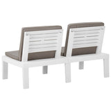 Bancs de salon de jardin avec coussins lot de 2 Plastique Blanc