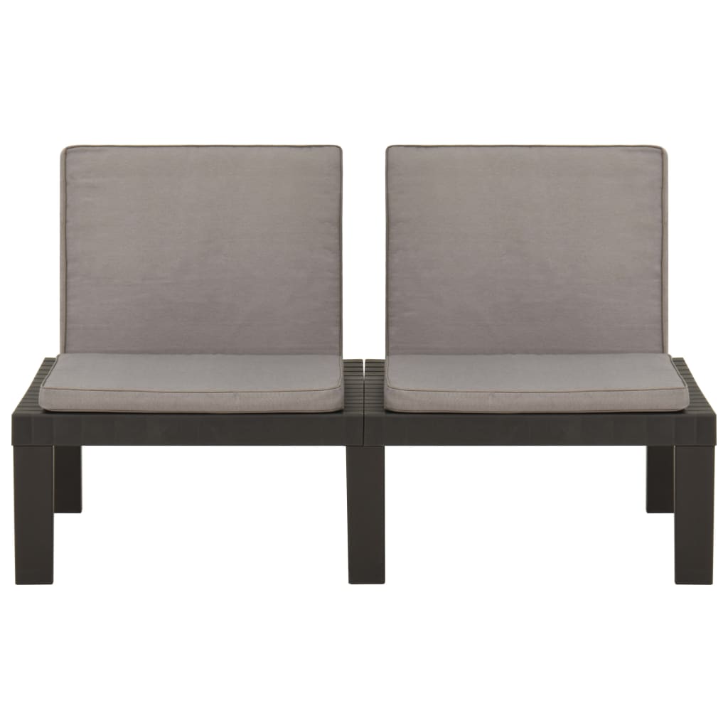 Bancs de salon de jardin avec coussins lot de 2 Plastique Gris