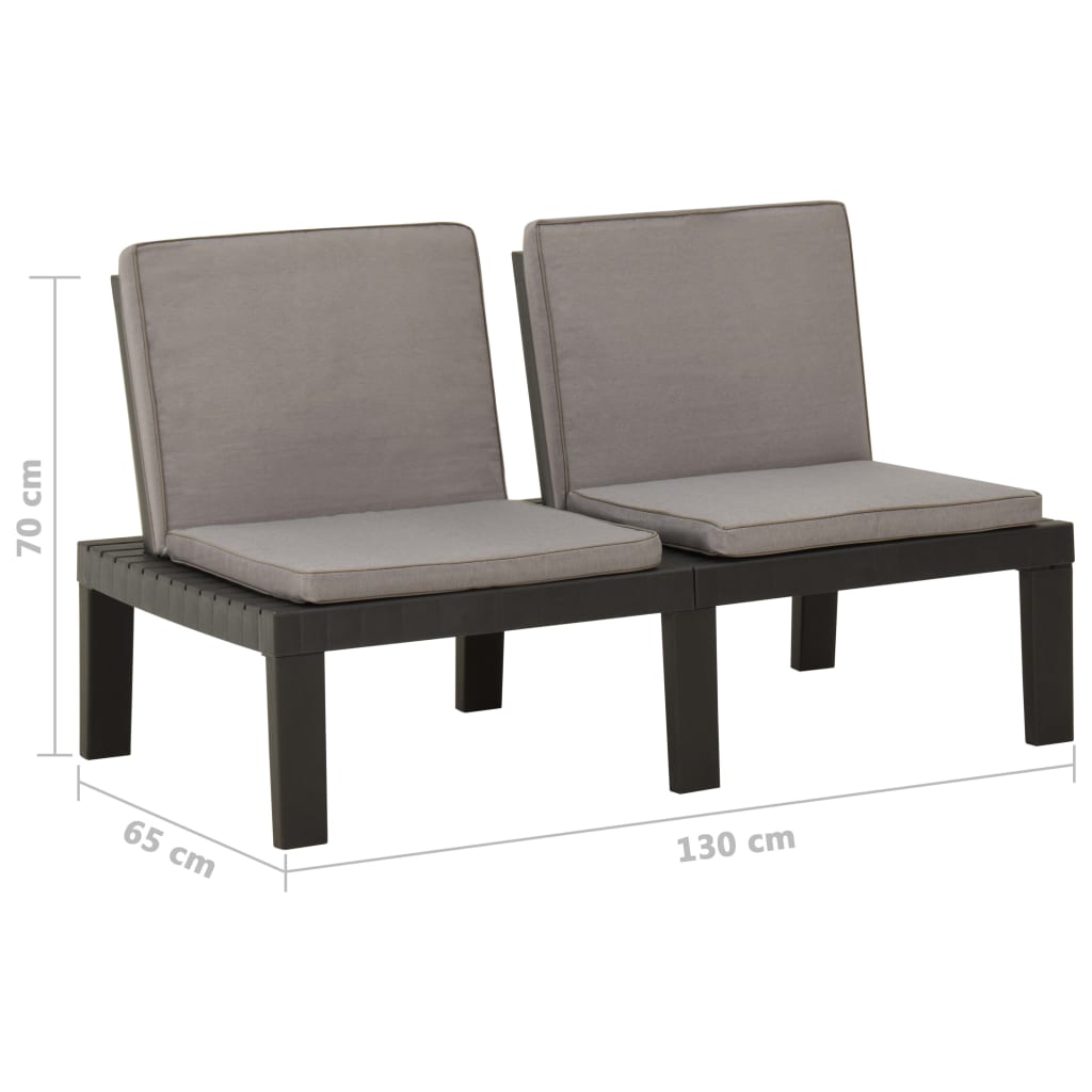 Bancs de salon de jardin avec coussins lot de 2 Plastique Gris