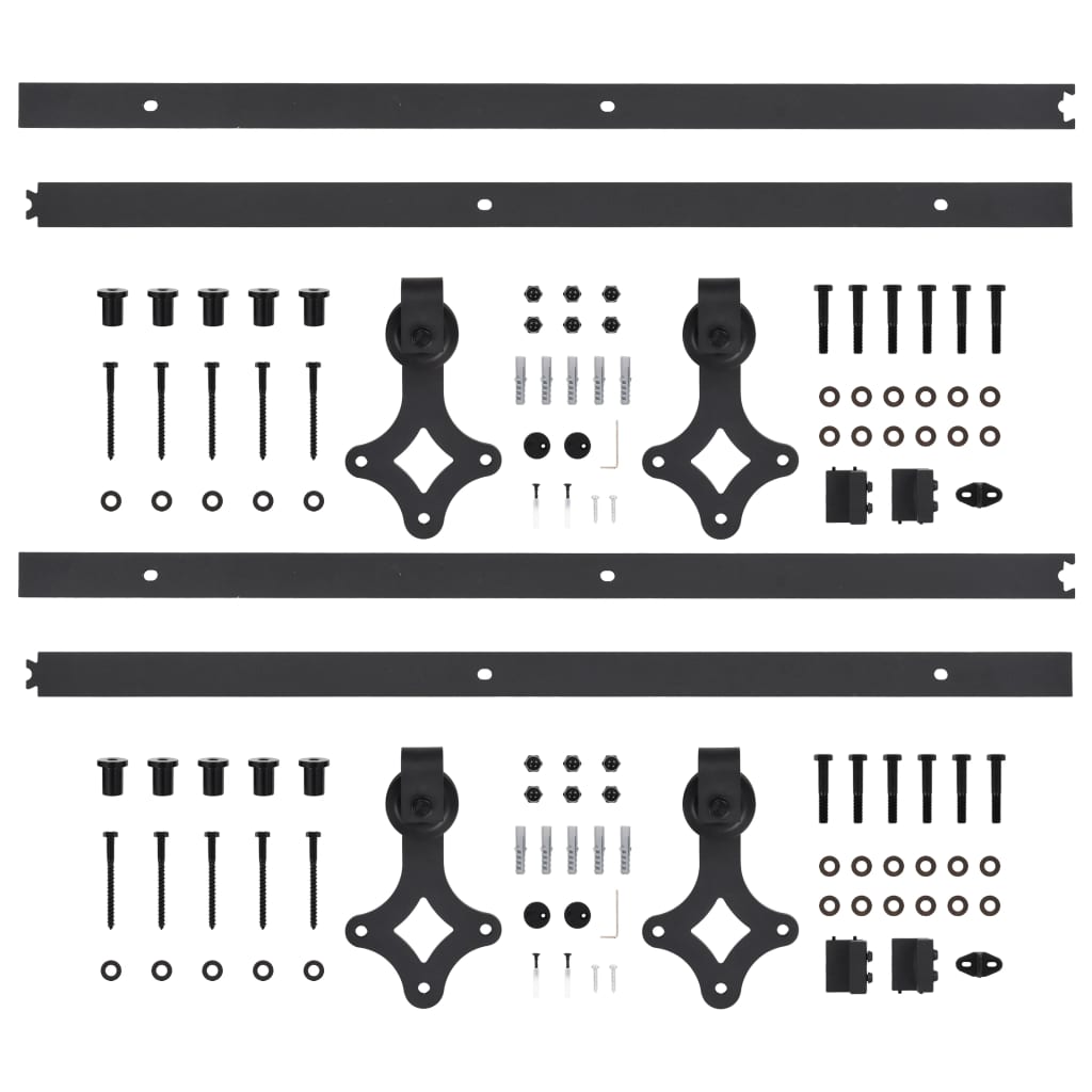 Kits de fixation pour porte coulissante 2 pcs 200 cm Acier Noir