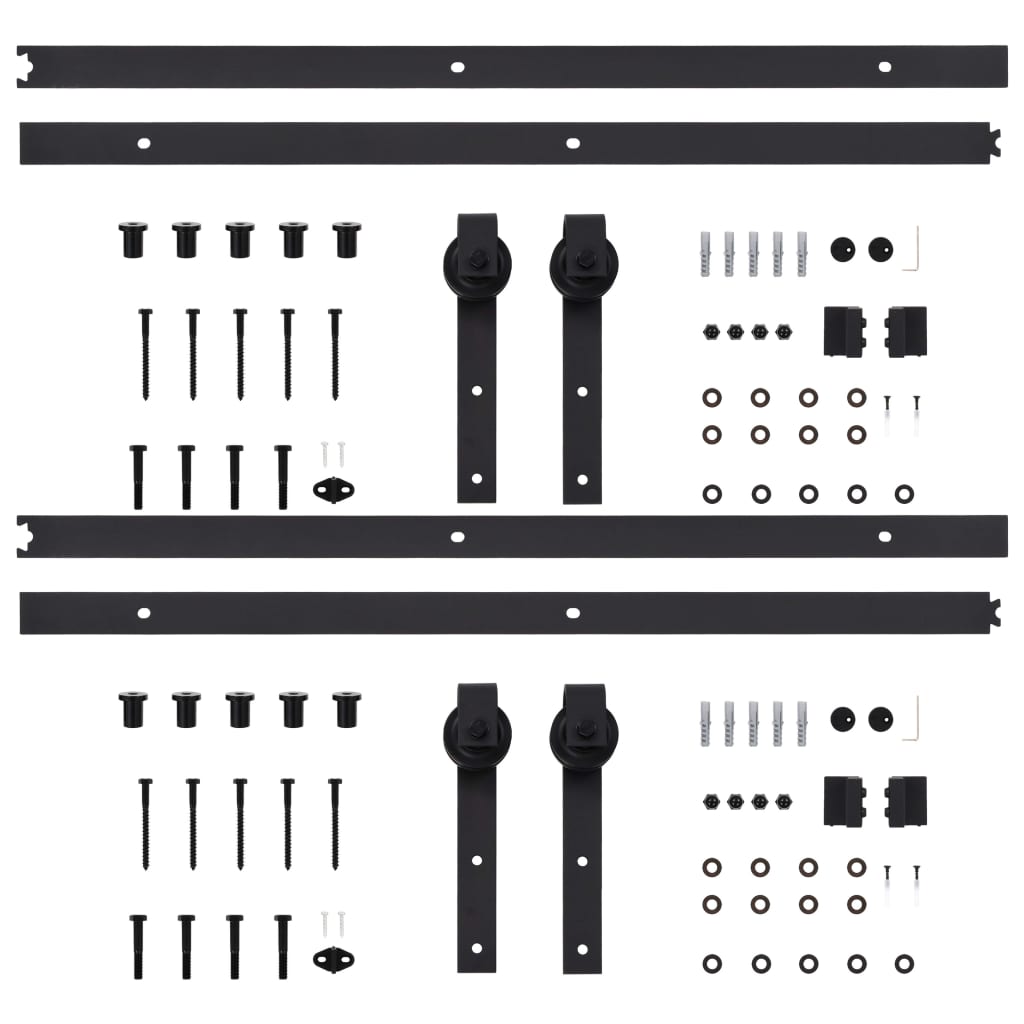 Kits de fixation pour porte coulissante 2 pcs 200 cm Acier Noir