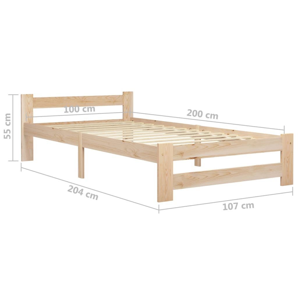 Cadre de lit sans matelas bois massif de pin 100x200 cm