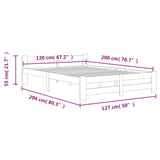 Cadre de lit sans matelas bois de pin massif 120x200 cm