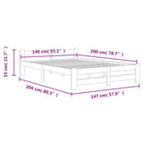 Cadre de lit sans matelas bois massif de pin 140x200 cm