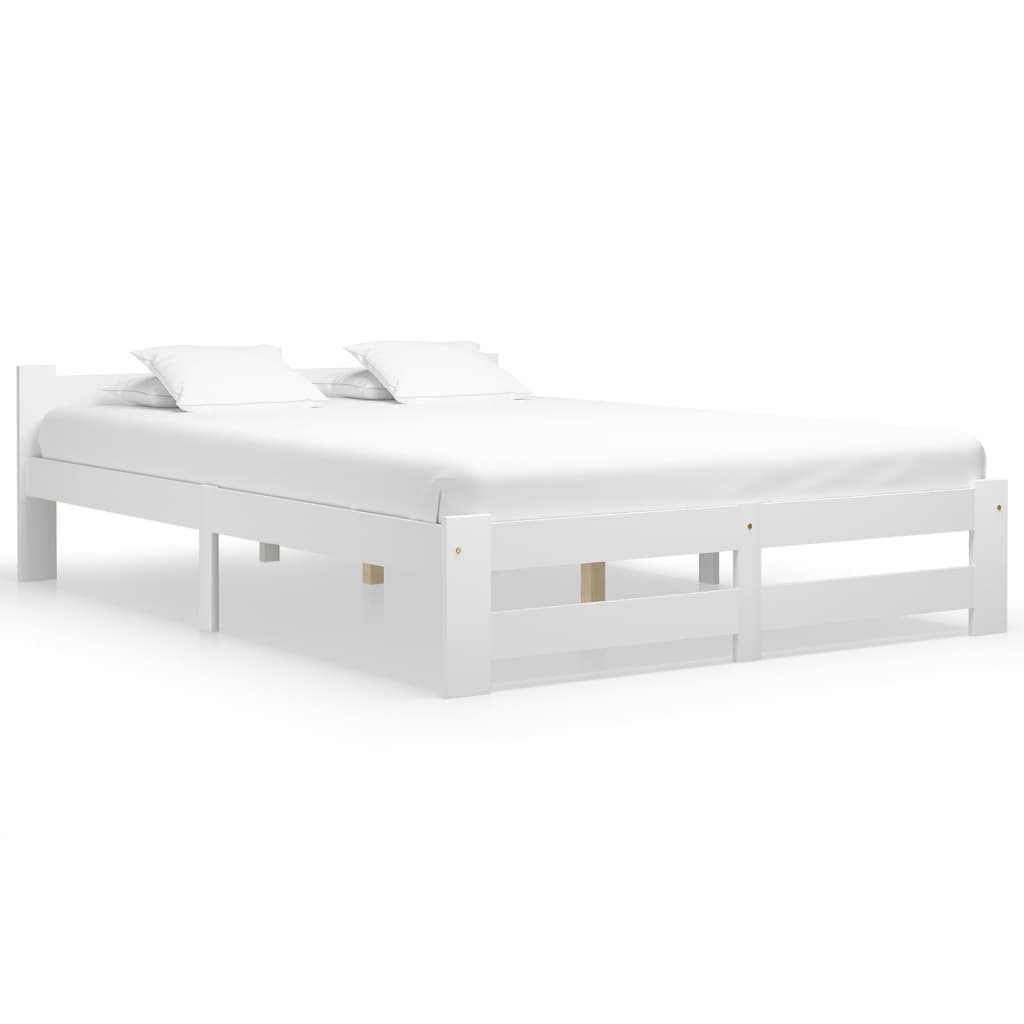 Cadre de lit sans matelas blanc bois massif de pin 180x200 cm