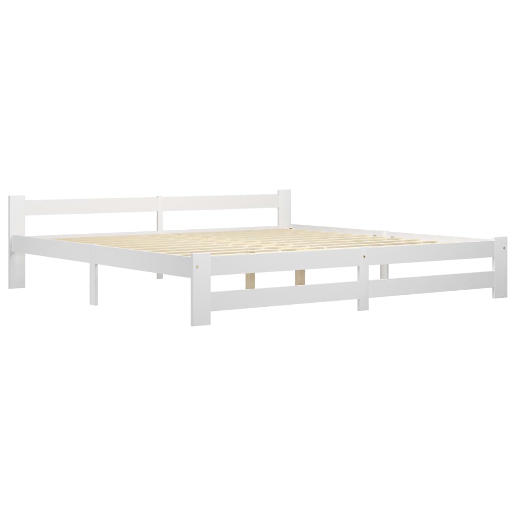 Cadre de lit sans matelas blanc bois massif de pin 200x200 cm