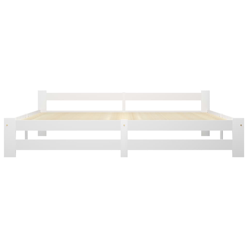 Cadre de lit sans matelas blanc bois massif de pin 200x200 cm