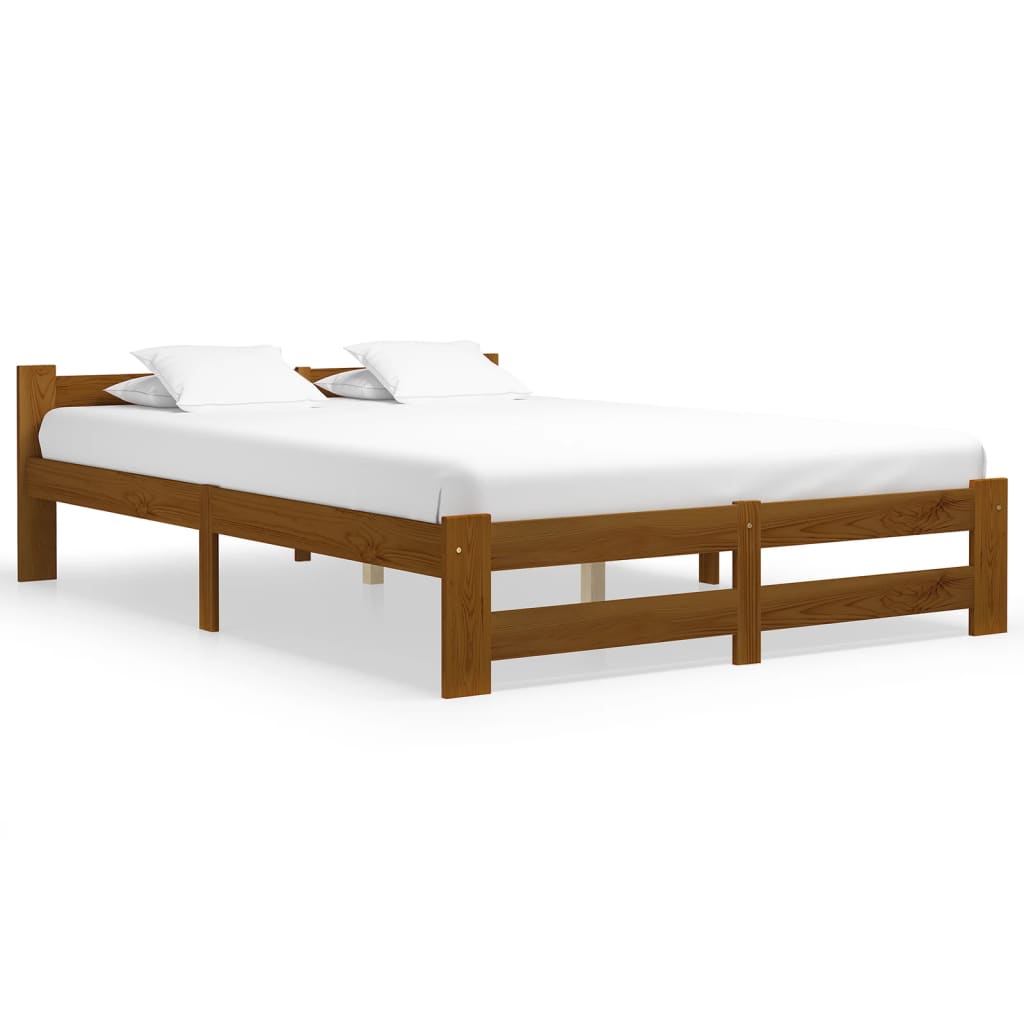 Cadre de lit sans matelas marron miel pin massif 120x200 cm