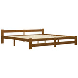 Cadre de lit sans matelas marron miel bois pin massif 200x200cm