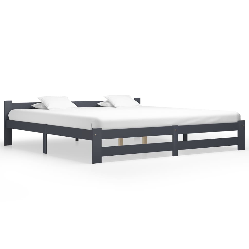 Cadre de lit sans matelas gris foncé pin massif 200x200 cm