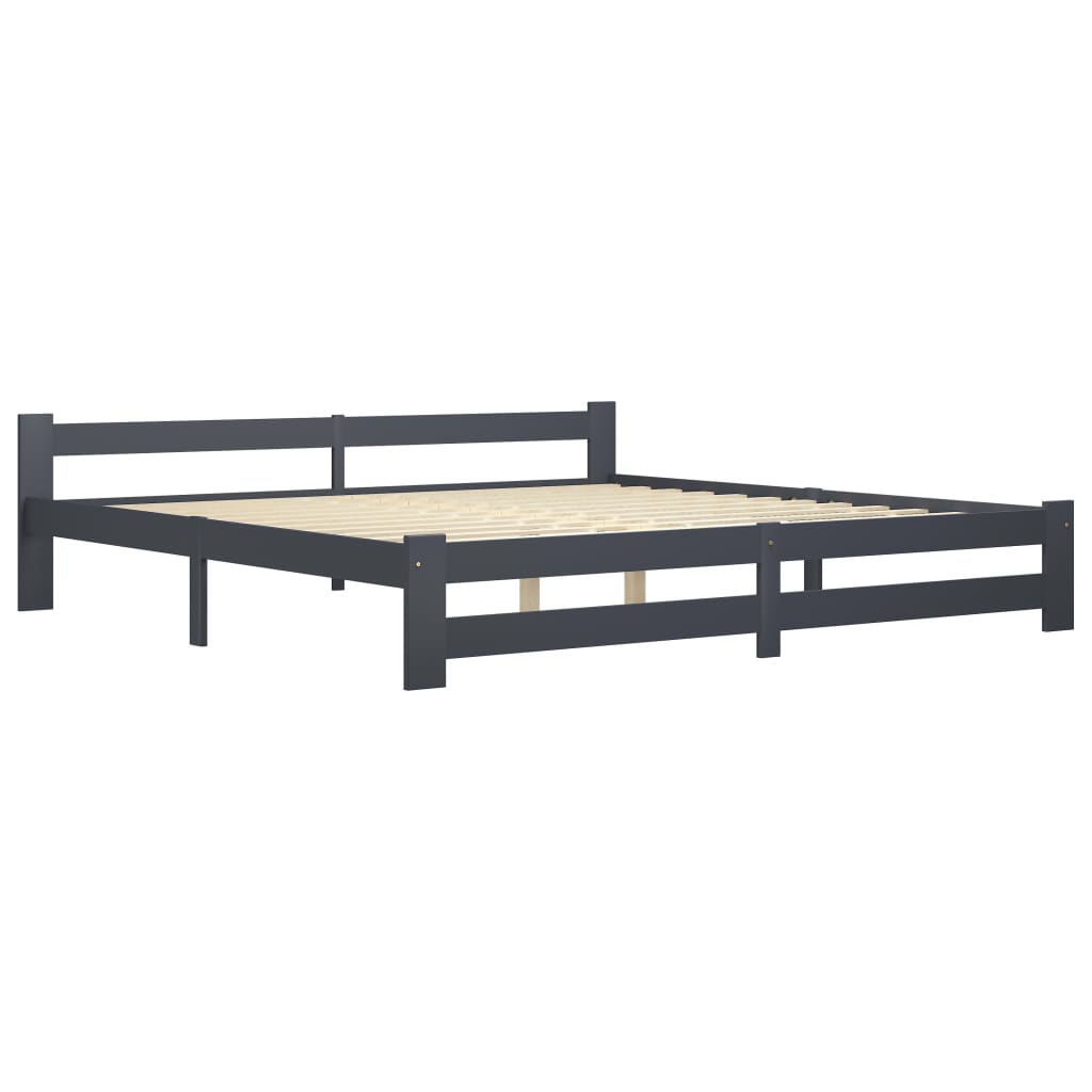 Cadre de lit sans matelas gris foncé pin massif 200x200 cm