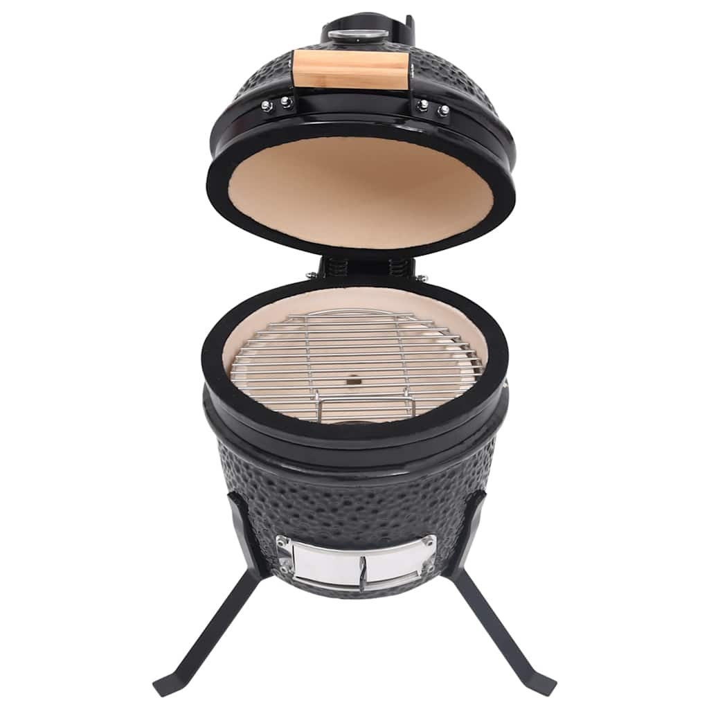 Kamado 2-in-1-Räuchergrill aus Keramik, 56 cm, Schwarz