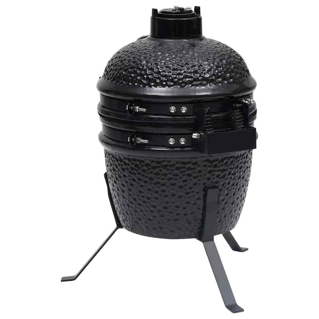 Kamado 2-in-1-Räuchergrill aus Keramik, 56 cm, Schwarz