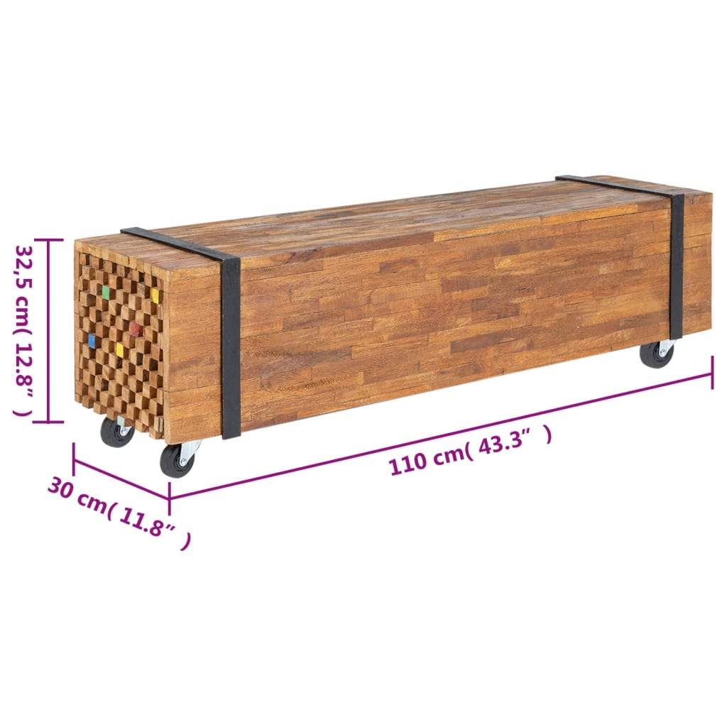 Meuble TV 110x30x32,5 cm Bois de teck massif