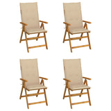 Chaises inclinables de jardin lot de 4 et coussins Bois acacia