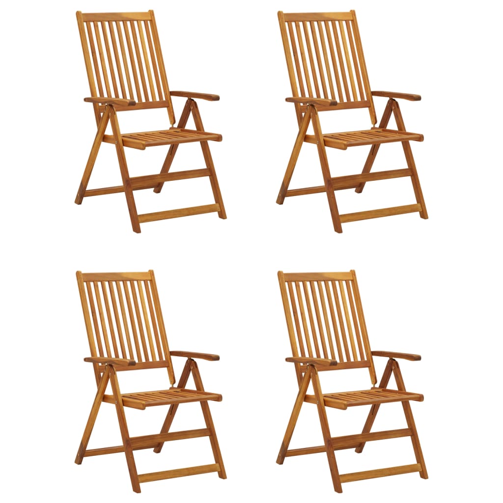 Chaises inclinables de jardin lot de 4 et coussins Bois acacia