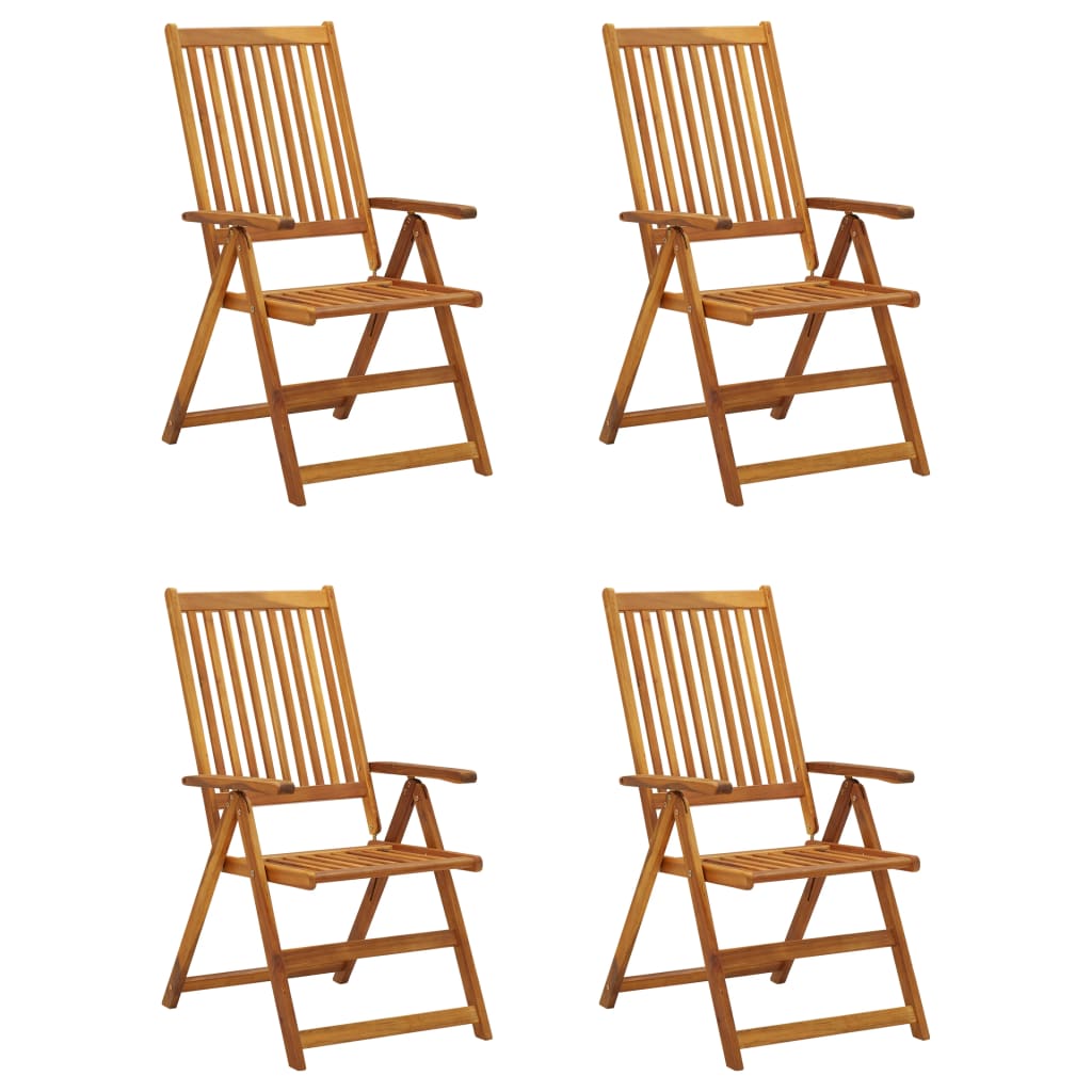 Chaises inclinables de jardin lot de 4 et coussins Bois acacia