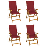 Chaises inclinables de jardin lot de 4 et coussins Bois acacia