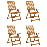 Chaises inclinables de jardin lot de 4 et coussins Bois acacia