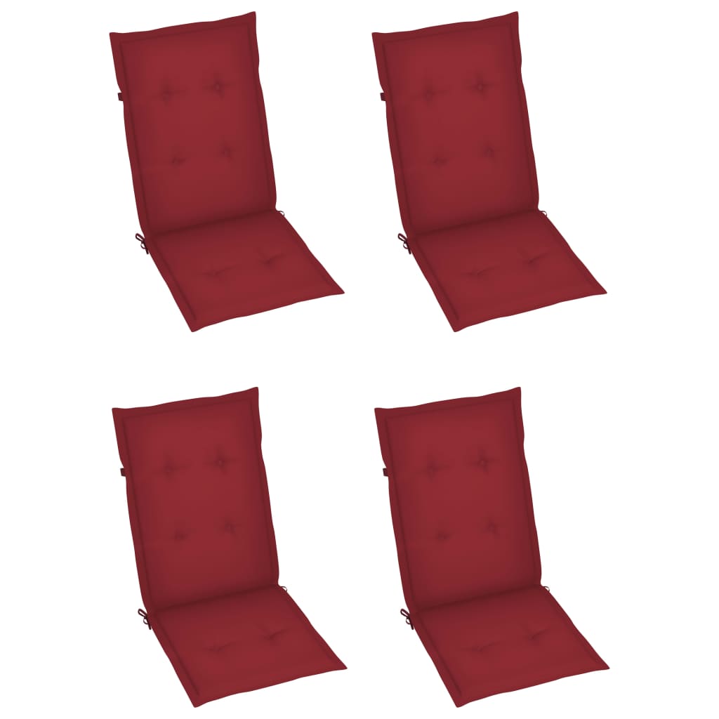 Chaises inclinables de jardin lot de 4 et coussins Bois acacia