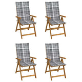 Chaises inclinables de jardin lot de 4 et coussins Bois acacia