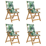 Chaises inclinables de jardin lot de 4 et coussins Bois acacia