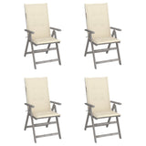 Chaises inclinables de jardin lot de 4 et coussins Bois acacia