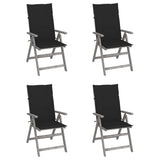 Chaises inclinables de jardin lot de 4 et coussins Bois acacia