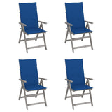 Chaises inclinables de jardin lot de 4 et coussins Bois acacia