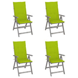 Chaises inclinables de jardin lot de 4 et coussins Bois acacia