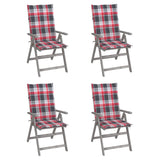 Chaises inclinables de jardin lot de 4 et coussins Bois acacia