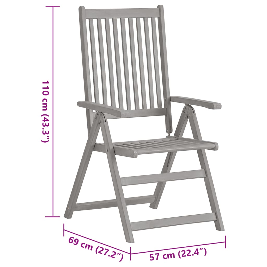 Chaises inclinables de jardin lot de 4 et coussins Bois acacia