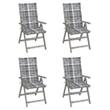 Chaises inclinables de jardin lot de 4 et coussins Bois acacia