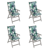 Chaises inclinables de jardin lot de 4 et coussins Bois acacia