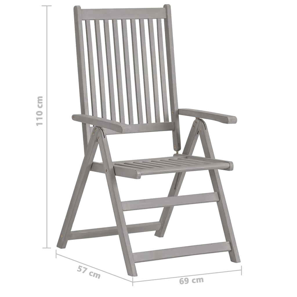 Chaises inclinables de jardin lot de 4 et coussins Bois acacia