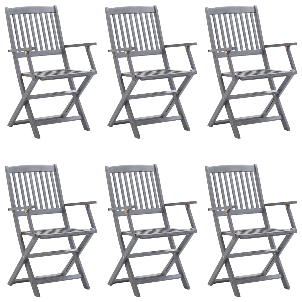 Chaises pliables d'extérieur lot de 6 et coussins Bois d'acacia