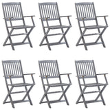 Chaises pliables d'extérieur lot de 6 et coussins Bois d'acacia