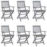 Chaises pliables d'extérieur lot de 6 et coussins Bois d'acacia