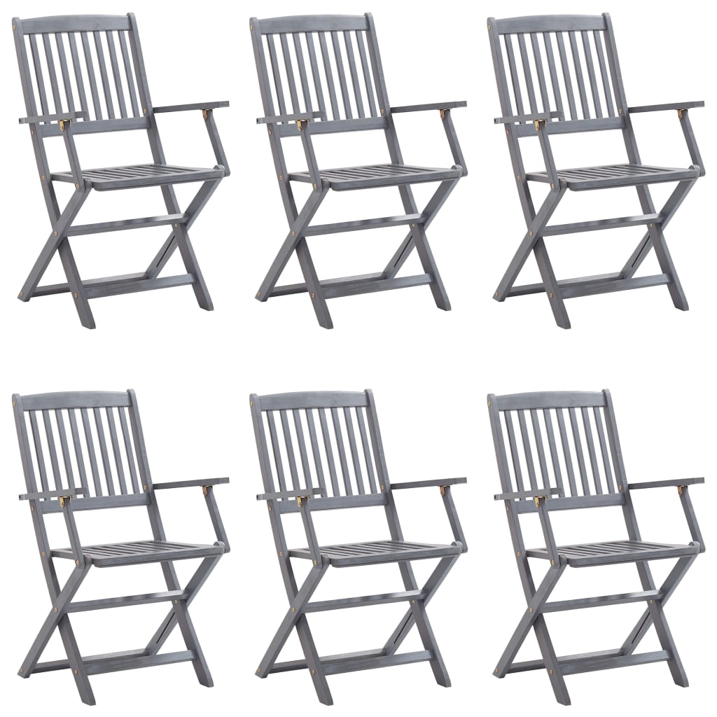 Chaises pliables d'extérieur lot de 6 et coussins Bois d'acacia